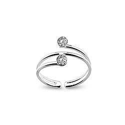 Wholesale 925 Sterling Silver Double Crystal Toe Ring
