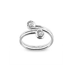 Wholesale 925 Sterling Silver Double Crystal Toe Ring