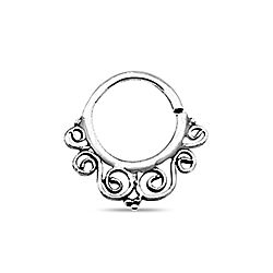 Oxidized Silver Filigree Style Silver Nose Piercing Septum