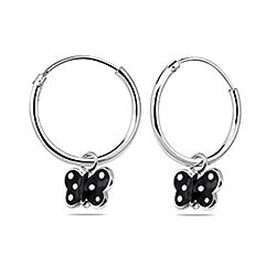 Wholesale 925 Sterling Silver Dotted Butterfly Kids Hoops   