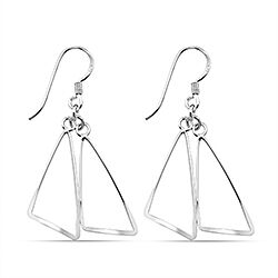 Wholesale 925 Sterling Silver Dangling Triangle Plain Earrings