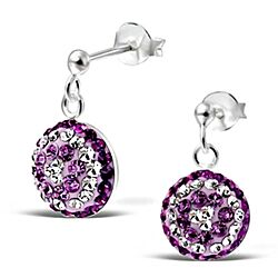 Wholesale 925 Silver Amethyst White Crystal Stud Earrings