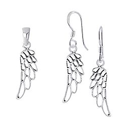 Wholesale 925 Sterling Silver Angel Wings Plain Jewelry Set