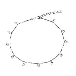 Wholesale Silver Cubic Zirconia Shiny Stars Ankle Bracelet