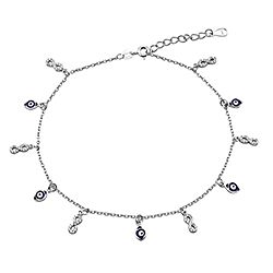 Wholesale Silver CZ Infinity Evil Eye Ankle Bracelet