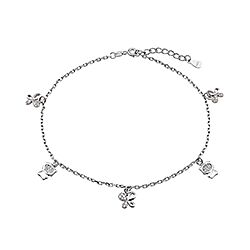 Wholesale Silver CZ Butterfly with Teddy Ankle Bracelet