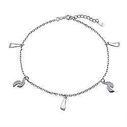 Wholesale Silver CZ Feet Shape Ankle Bracelet