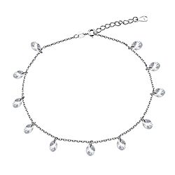 Wholesale Silver CZ Oval Stone Ankle Bracelet