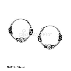 Wholesale 925 Sterling Silver Nautical Rope Design Bali Hoop Earrings