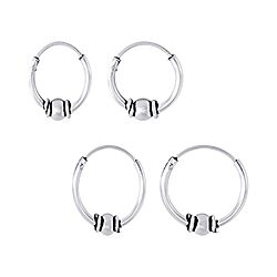 Wholesale 925 Sterling Silver Ball Beaded Bali Hoop Earrings