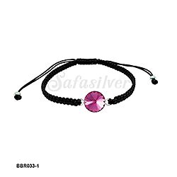 925 Sterling Silver Fuchsia Crystal link Bracelet