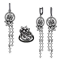 Wholesale 925 Sterling Silver Stylish Flower Cubic Zirconia Jewelry Set