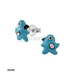 Wholesale 925 Sterling Silver Hand Painted Blue Bird Kids Stud Earrings