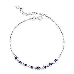 Wholesale 925 Sterling Silver Blue Round Design Cubic Zirconia Bracelet