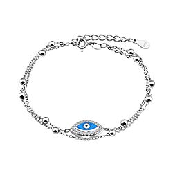 Wholesale Silver CZ Evil Eye Beaded Bracelet