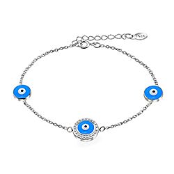 Wholesale Silver CZ Triple Round Evil Eye Bracelet