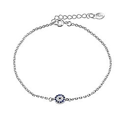 Wholesale 925 Silver CZ Blue Evil Eye Bracelet