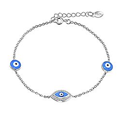Wholesale 925 Silver CZ Triple Evil Eye Bracelet