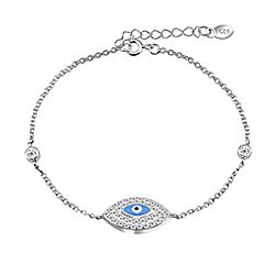 Silver CZ Stone Blue Evil Eye Bracelet