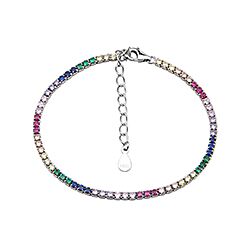 Wholesale Silver Round CZ Multicolor Rainbow Tennis Bracelet