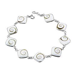 Wholesale Silver Square Beaded Shiva Eye Shell Bracelet