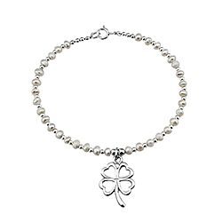 Wholesale Silver Beaded Clover Charm Pearl Bracelet
