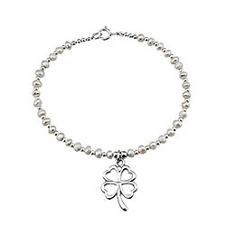 Wholesale Silver Beaded Clover Charm Pearl Bracelet