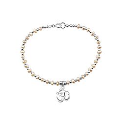 Wholesale Silver Beaded OM Charm Pearl Bracelet