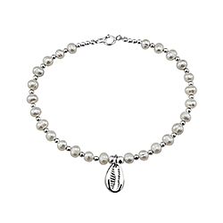 Silver Cowrie Shell Charm Pearl Bracelet