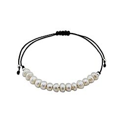 925 Sterling Silver Fresh water Pearl Adjustable String Bracelet