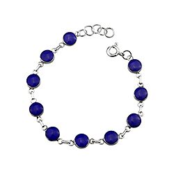 Wholesale 925 Sterling Silver Lapis Round Semi Precious Bracelet