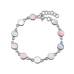 Wholesale Silver Multi Color Mother of Pearl Semi Precious Bracelet