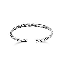 Silver Rope Cuff Adjustable Bangle Bracelet