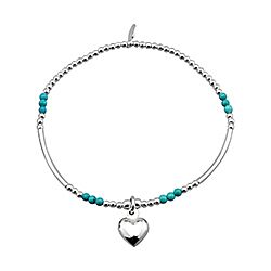Sterling Silver and Turquoise Heart Elastic Bracelet