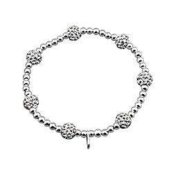 Silver Beaded Elastic Bracelet with Crystal Balls
