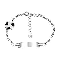 Silver Bar Football Charm Kids Bracelet
