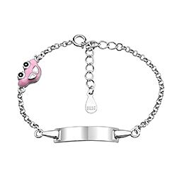 Silver Bar Enamel Charm Kids Bracelet