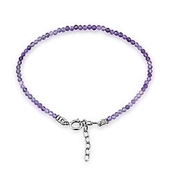 Wholesale 925 Sterling Silver Amethyst Beaded Semi Precious Bracelet