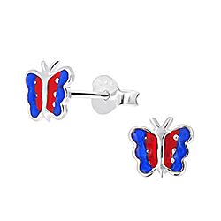 Wholesale 925 Sterling Silver Red And Blue Kids Stud Earrings   