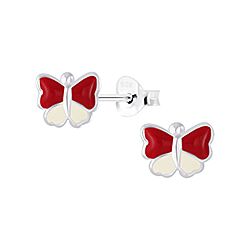 Wholesale 925 Sterling Silver Double Color Butterfly  Kids Stud Earrings   