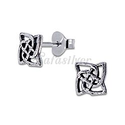 Wholesale 925 Silver Tiny Celtic Knot Oxidized Stud Earrings