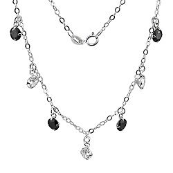 Wholesale 925 Silver Black White Crystal Cubic Zirconia  Necklace