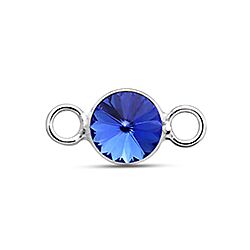 Wholesale Silver Blue Crystal Connector Round Charm