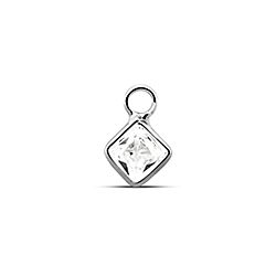 Wholesale Sterling Silver Square With Cubic Zirconia Charm