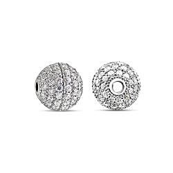 Wholesale Sterling Silver Ball Beads Cubic Zirconia Charm