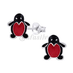 Wholesale 925 Sterling Silver Penguin Kids Stud Earrings