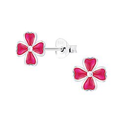 Wholesale 925 Sterling Silver Pink Flower Kids Stud Earrings   