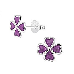 Wholesale 925 Sterling Silver Purple Flower Kids Stud Earrings 