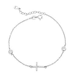 Wholesale 925 Sterling Silver Cross Round Design Cubic Zirconia Bracelet