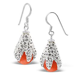 Wholesale Silver Orange Fancy Crystal Earrings